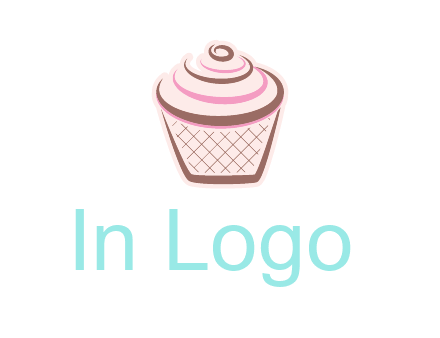 cupcake with swirl cream logo icon