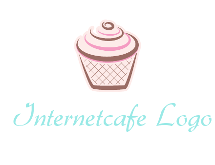 cupcake with swirl cream logo icon
