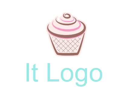 cupcake with swirl cream logo icon