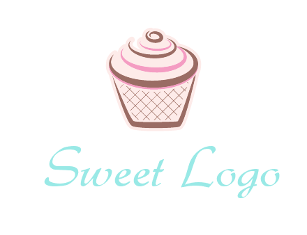 cupcake with swirl cream logo icon
