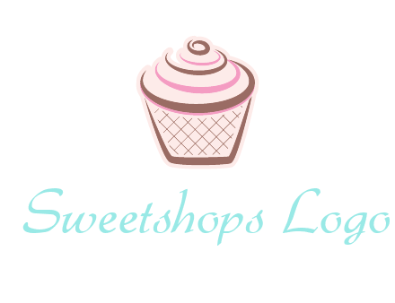 cupcake with swirl cream logo icon