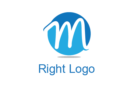 negative spacing letter M in circle 