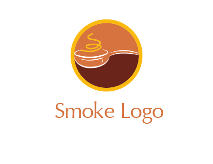 bowl with steam in circle food logo