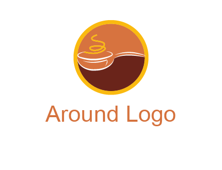 bowl with steam in circle food logo