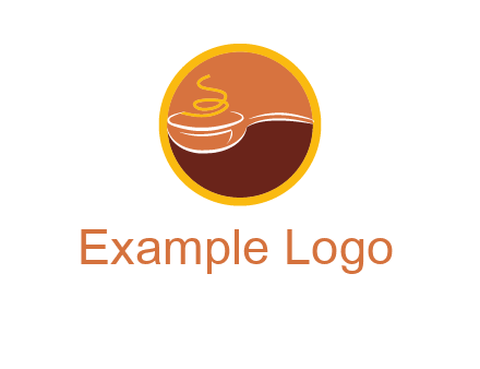 bowl with steam in circle food logo