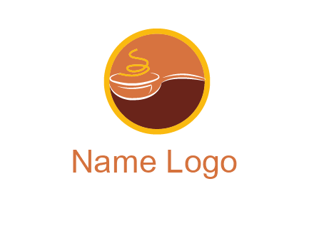 bowl with steam in circle food logo