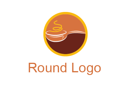 bowl with steam in circle food logo