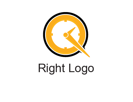 Clock icon in Letter Q logo