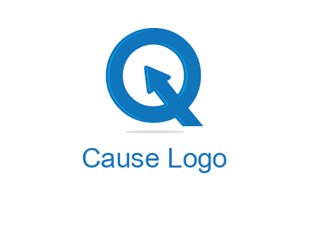 Letter Q with arrow sign