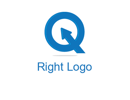 Letter Q with arrow sign