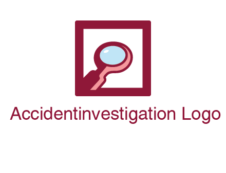 magnifying glass in square line logo icon