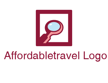 magnifying glass in square line logo icon