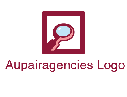 magnifying glass in square line logo icon