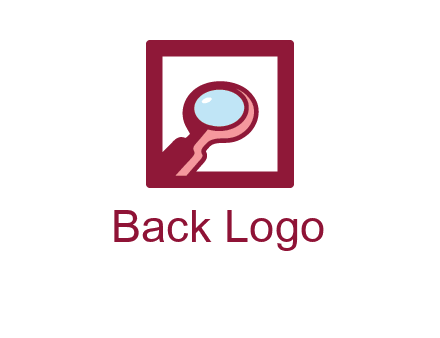 magnifying glass in square line logo icon