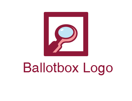 magnifying glass in square line logo icon