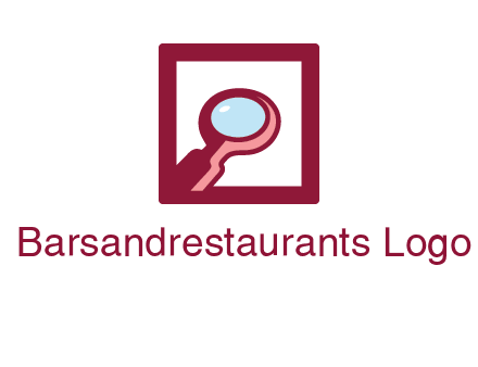 magnifying glass in square line logo icon