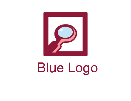 magnifying glass in square line logo icon