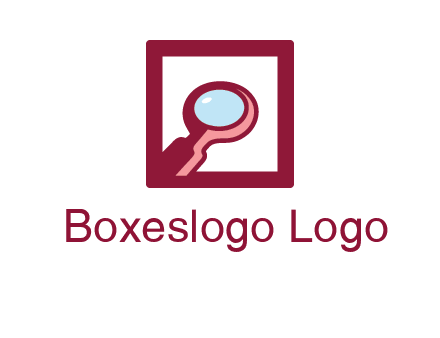 magnifying glass in square line logo icon