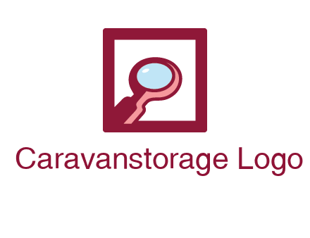 magnifying glass in square line logo icon
