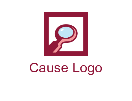magnifying glass in square line logo icon