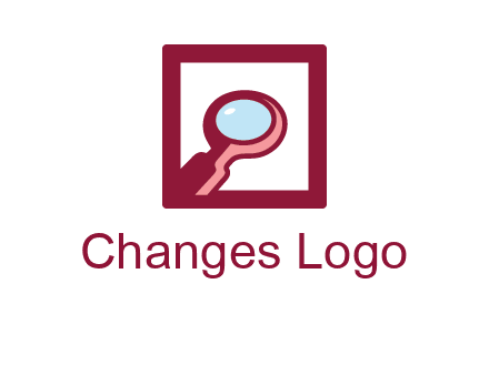 magnifying glass in square line logo icon