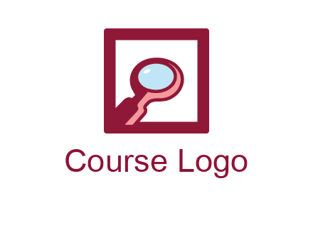 magnifying glass in square line logo icon