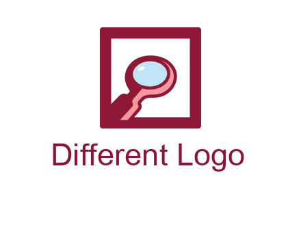 magnifying glass in square line logo icon