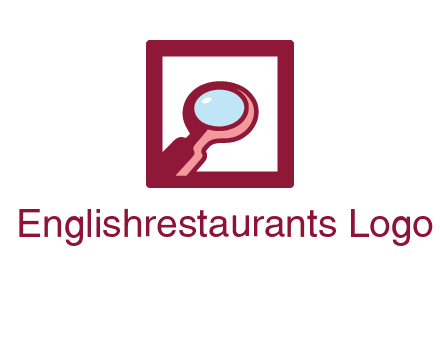 magnifying glass in square line logo icon