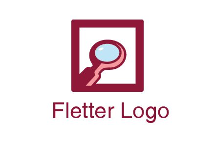 magnifying glass in square line logo icon
