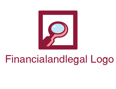 magnifying glass in square line logo icon
