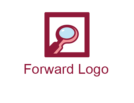 magnifying glass in square line logo icon