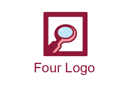 magnifying glass in square line logo icon