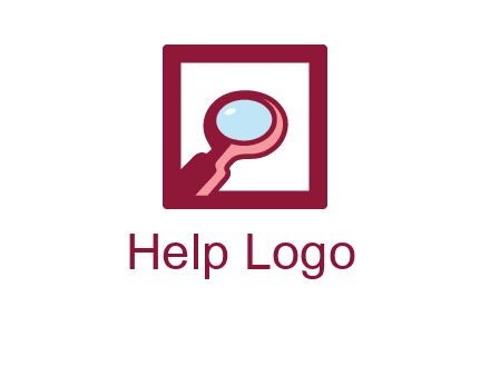 magnifying glass in square line logo icon