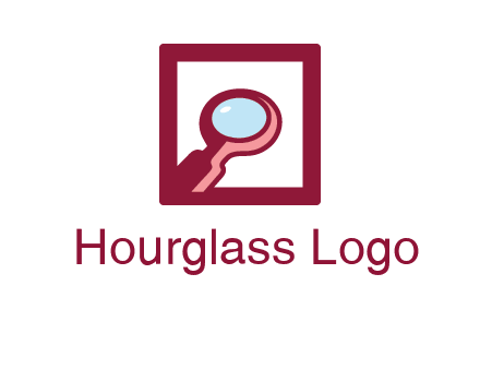magnifying glass in square line logo icon