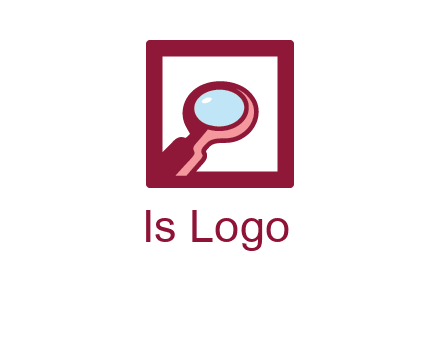 magnifying glass in square line logo icon