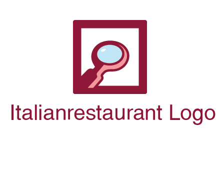 magnifying glass in square line logo icon
