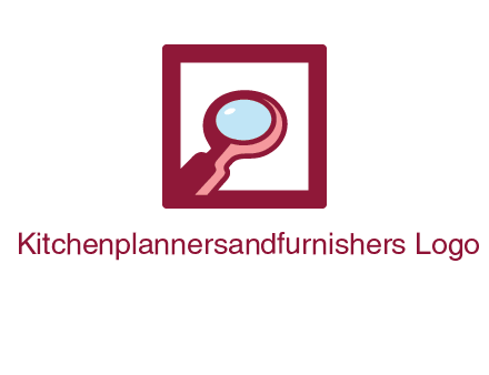 magnifying glass in square line logo icon