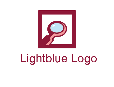 magnifying glass in square line logo icon