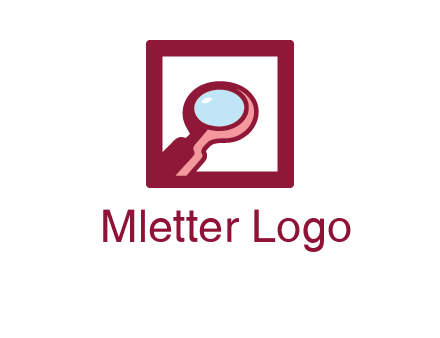 magnifying glass in square line logo icon