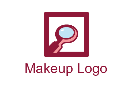 magnifying glass in square line logo icon