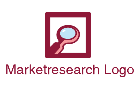 magnifying glass in square line logo icon
