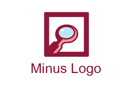 magnifying glass in square line logo icon