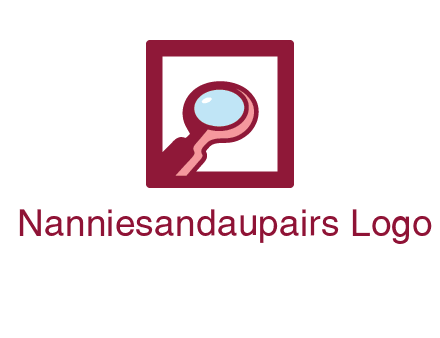 magnifying glass in square line logo icon