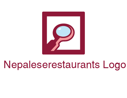 magnifying glass in square line logo icon