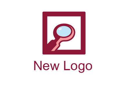 magnifying glass in square line logo icon