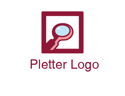 magnifying glass in square line logo icon