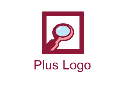 magnifying glass in square line logo icon