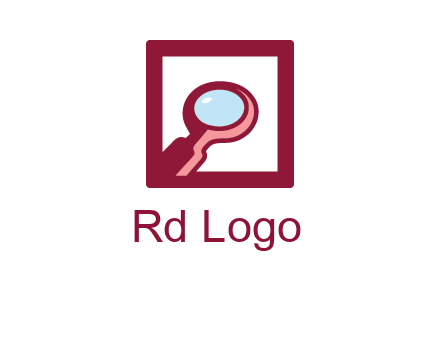 magnifying glass in square line logo icon