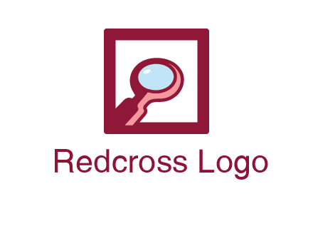 magnifying glass in square line logo icon