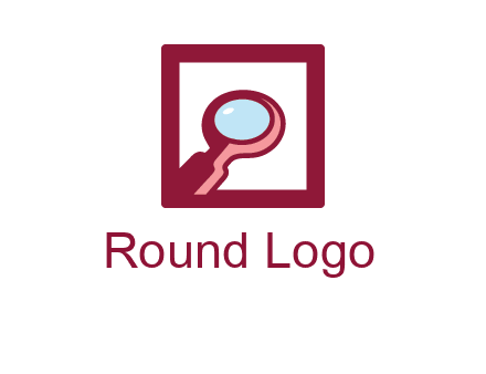 magnifying glass in square line logo icon